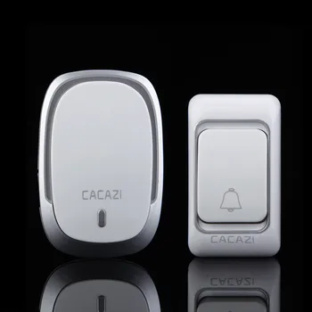 CACAZI Bezvadu Durvju zvans mājas ūdensizturīgu akumulatora 1 Pogu 1 Uztvērējs Smart Home Bezvadu durvju zvanu piebalsot 200M Attālās