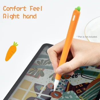 Mīksto burkānu Silikona Apple Zīmuli 1 2 Gadījumā ir Savietojams ar iPad Planšetdatoru Touch Pen Irbuli Karikatūra seguma