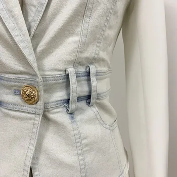 Skrejceļa dizainers džinsa raibs slim jaka women2020 pavasara rudens garām piedurknēm lauva pogas žakete feminino