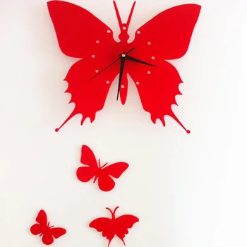 Akrila Romantiska Butterfly 3D Stereo Sienas Pulkstenis Guļamistaba, Dzīvojamā Istaba Fona Dekoratīvs Karājas Pulkstenis Melna māja Apdare
