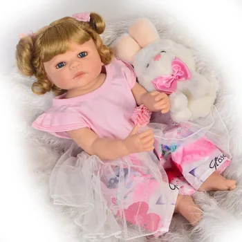 Bebes Atdzimis menina 57CM Pilna Ķermeņa silikona lelle Meitene, Atdzimis Bērnu Lelle Vannas Rotaļlieta dāvanu Spilgti rozā Princese jaundzimušo Bonecas