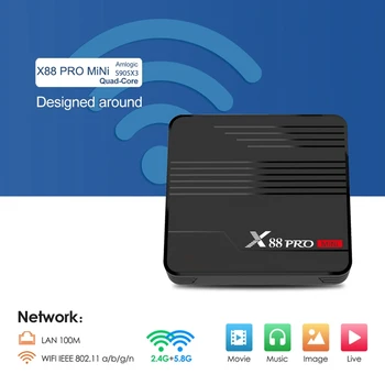 X88PRO 2.4 G/5G 4+32G Dual-Band wi-fi Tīklu, TV Set-Top Box Android Bluetooth 4.0 S905X3 Čipu 1920X1080 FLASH
