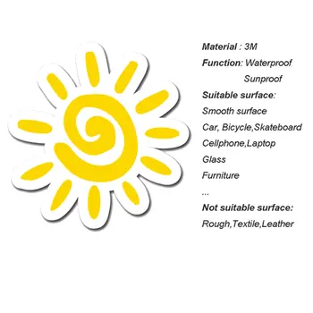 1 Gabals 3M Uzlīmes Karikatūra Saule Auto Uzlīmes, Klēpjdators Ūdensizturīgs Sunproof Pegatinas par Skeitborda Bagāžas Pudele Izmērs