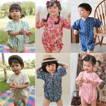 Bērnu vasaras drēbes zēniem kimono Japāņu stila toddler romper ziedi meiteņu drēbes jumpsuit baby romper kleitu, jaundzimušo apģērbi