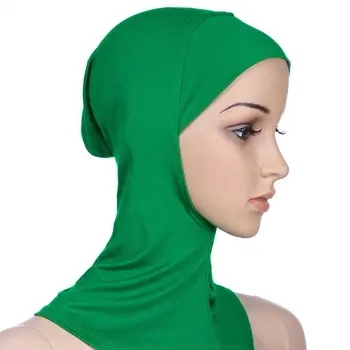 Sieviešu Spilgti tīrtoņa Krāsu Kravu Musulmaņu Pilnībā Segtu Hijab Klp Stretchy Turban Matu Izkrišana Galvas Lakatu Wrap Islāma Underscarf D08E