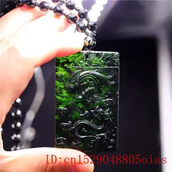 Jade Dragon Phoenix Kulons, Kaklarota, Amulet Modes Dabas Juvelierizstrādājumu Ķīnas Cirsts Dāvanas Black Green Šarmu