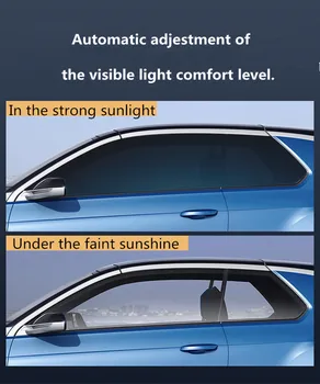 Photochromic Filmu SUNICE Auto Logu Krāsojums, kas Automašīnas Priekšējā Vējstikla Uzlīme VLT 75%~20% no Zilas uz Violetu Saules Nokrāsu Plēves Logu Saulessargs