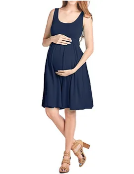 Vasaras Maternitātes Kleita Clothings Grūtniecēm bez Piedurknēm Kleita Vestidos Maternitātes Drēbes ropa de muje Plus Lieluma
