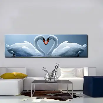 Sienas Mākslas Eļļas Glezna Attēlu Dzīvnieku Balto Gulbju Pāri Mīlestība Audekla Sienas HD Izdrukas, Plakāti Mājas Dekori Dzīvojamā Istaba Bez Rāmja