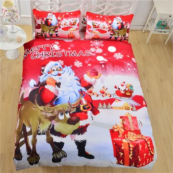 CAMMITEVER Priecīgus Ziemassvētkus Santa Claus Gultas Komplekts Gulta Set Print Sega Vāku Soft Mājas Tekstila 3Pcs