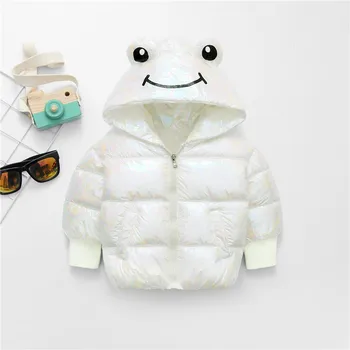 Bērnu kokvilnas Varde formas jaka, ziemas jaunas multfilmas varde kokvilnas polsterēta jaka uz leju, lai zēni un meitenes spilgti mētelis uz leju kokvilnas