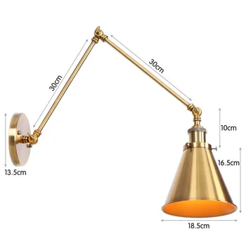 Rūpniecības Regulējams Šūpoles Sconce Sienas lampas Antique Ilgi Roku LED Sienas Lampa Bēniņi Dzelzs Mājas Dekori Apgaismojums Lamparas Mizots