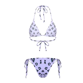 Sieviešu Erotiskā Bikini Sexy Tērps Iespiesti Peldkostīmu divdaļīga Peldkostīmi Regulējams Mežģīnes-up Pavada Kakla Pludmali Sauļoties, Apakšveļa, Uzvalks
