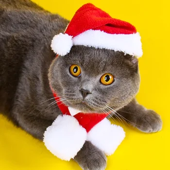 Ziemassvētku Pet Suns, Kaķis Santa Sarkanu Šalli Klp Apmetnis Galvu Pet Suns, Ziemas Ziemassvētku Puse Jauno Gadu Drēbes Cosplay Kostīmu Dāvanu