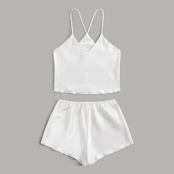 Pidžamas Komplekts Sievietēm Sleepwear Sexy-lingerie Apakšveļa Satīna Zīda Babydoll Mežģīnes Up Naktsveļu Augstas Kvalitātes Modes Dāmas Sleepwear