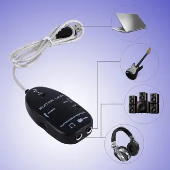 Datoru kabelis vadītājs USB Ģitāra Saiti Ģitāra USB Adapteris Interfeisa Kabeļa savienojumu Audio PC Ierakstīt iekšējo datoru