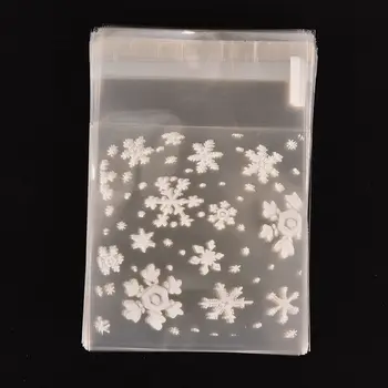 100pcs/daudz DIY Plastmasas Konfektes Sīkfailu pārtikas Maisā Ziemassvētku Mini Pārredzamu Skrubis Dzīvoklis Kabatas Ziemassvētku Sniegpārsla Iepakojuma Maisiņi