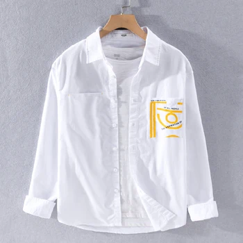Oxford kokvilnas garām piedurknēm vīriešu krekls tendence drukāšanas modes krekli vīriešiem gadījuma četri gadalaiki vīriešu krekls topi chemise camisa