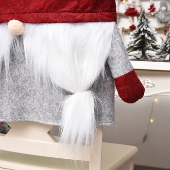 2 Gab Ziemassvētku Krēslu Pārvalki Santa Hat Krēslu Atpakaļ Uzvalks Slipcovers Mājas Ēdamistaba Brīvdienu Puse Apdare Pelēks+Sarkans