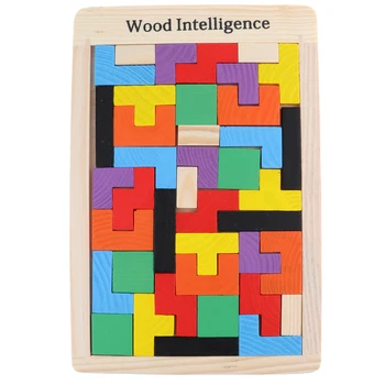 Krāsains Koka Puzzle Ģeometrija Tangram Puzzle prāta Spēles Rotaļlietas Pirmsskolas vecuma Bērniem Bērniem
