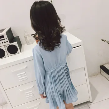 2-6 Gadus korejiešu Stilā Kroku Bērniem Kleitas Meitenēm 2019. Gada Pavasarī Savākt Vidukli, garām Piedurknēm Toddler Meitene Kleita Jaunā Gada Kostīmu