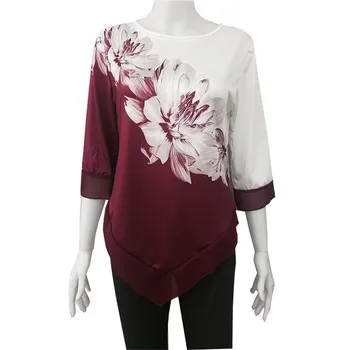 Jaunu 2020. Gadam Krekls Sievietēm Pavasara Vasaras Ziedu Drukas Blūze 3/4 Piedurknēm Gadījuma Hem Pārkāpumu Sieviešu Modes Krekls Topi Plus Lieluma