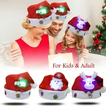 Ziemassvētku LED Gaismas Cepuri Karikatūra Santa Claus/Elk/Sniegavīrs Ziemassvētki Klp Pieaugušiem Bērniem AN88