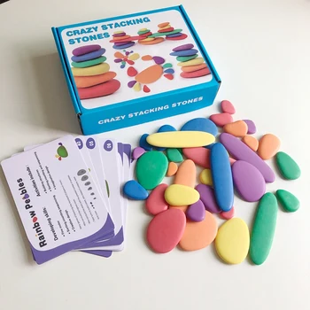 Koka Krāsainu Oļu Bruģakmens Puzzle Sākumā Izglītības Mācību DIY Rotaļlietas Bērniem Bloki Kraušanas Spēle