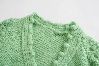 ZCSMLL Sievietes Ir 2021. Modes Teksturētu Aust Apgriezts Trikotāžas Jaka Vintage Džemperis ar garām Piedurknēm Pogas Sieviešu Virsdrēbes Šiks Augšā