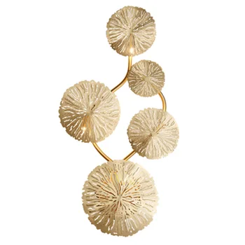 Elegants LED Nerūsējošā Iekštelpu Sienas Lampas Zeltu Ķermeņi Lotus Leaf Mākslas Lampas, Metāla Jaunums Radošās Dzīves Telpas Sienas Gaismas