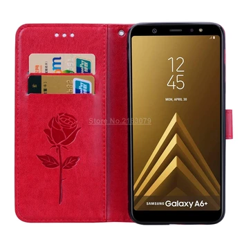 Case For Samsung Galaxy A6 Plus 2018 Flip Maciņš PU Ādas Vāks Samsung A6 Plus 2018 A6Plus Segtu Kartes Slots, Tālruņa Lietā