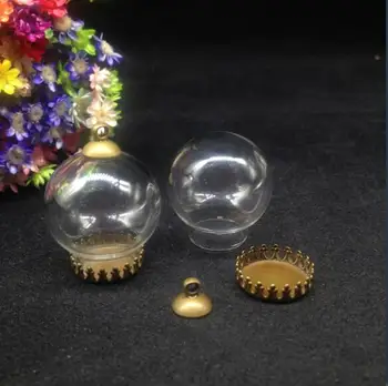 500pcs 25*15mm, ar stikla globuss burbulis 15mm bāzes klp Stikla pudelīte kulons dobas stikla vāks dome kaklarota stikla pudele, kas vēlas piekariņi