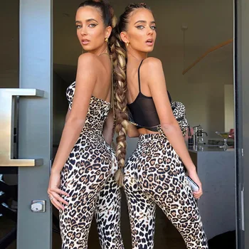 Hirigin 2019 Modes jaunās rudens sieviešu caurule top dobi leopard taures jumpsuit jaunatnes sieviešu izvēli puse drēbes