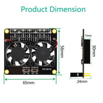 Aveņu Pi 4 B Paraugs LED Dual Dzesēšanas Ventilators Automātiski Krāsas GPIO Expansion Board + Slēdzis Aveņu Pi 4B/3B+/3B/3A+