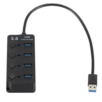 USB 3.0 Sadalītājs 4 Port HUB Ar Atslēgas Slēdzis Ultra ātrgaitas Datu Pārraide 4 Port HUB Black Bez Barošanas