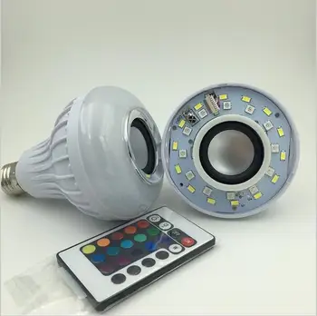 E27/B22 LED RGB Bluetooth Skaļruni, Spuldzes Bezvadu 12W Strāvas Mūzikas Atskaņošanas Audio Regulējamas Gaismas Lampa ar 24 atslēgas Tālvadības pults