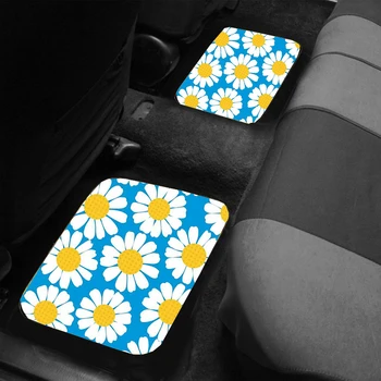 Auto Sēdeklīti Priekšējā Paklāja Grīdas Spilvens Segums Komplekts 3D Saulespuķu Universālo Automašīnu Van SUV брелок Auto Piederumi Interjers