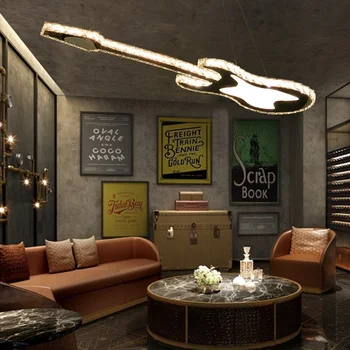 Radošā Kristāla Ģitāra LED Lustras Guļamistaba studiju iekštelpu spuldzes Tirdzniecības Piekariņu Gaismas
