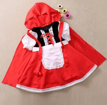 108-145cm Bērniem Little Red Riding Hood Cosplay Karnevāls Kid Bērnu Puses Tērpu Halloween Lomu Spēlē Kleita+Apmetnis Meitene Unifo