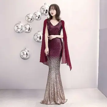 Modes kleitas, sieviešu kleitas puse kleitas vakariņas apģērbu korejiešu stilā cieņu un elegantu Prezentācijas zivs astei līdzīgs kleitas trompete