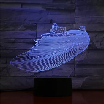 7 Krāsas Izmaiņas 3D Usb Galda Lampa Atmosfēru Laivu Nakts Gaisma Bērnu Miega Apgaismojums Guļamistaba Dekori Kruīza Kuģu Modelēšanas Dāvanas 1067