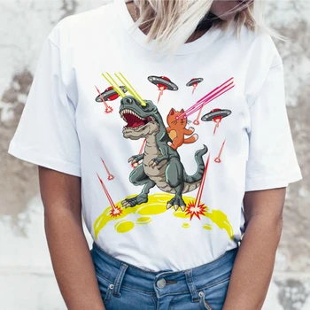 FIXSYS Kawaii Dinozauru Karikatūra T Krekls Sievietēm Harajuku Ullzang Gudrs T-krekls 90s Modes korejiešu Stilā T Jauki Drukāt Topi