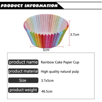 100gab Krāsains Papīrs Rainbow Cupcake Kūka Starplikas Mafinu Cepšanas Box Kausa Gadījumā, ja Puse, Renes Kūka Pelējuma Apdares Instrumenti,