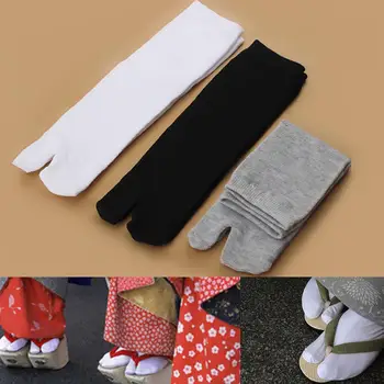 1 Pāris Vīriešu, Sieviešu Japāņu Flip Flop Sandales Split Toe Zeķes Kimono Kāju Pirkstu Gītā Nosprostot Kokvilnas Potītes Zeķes Balts Melns Pelēks