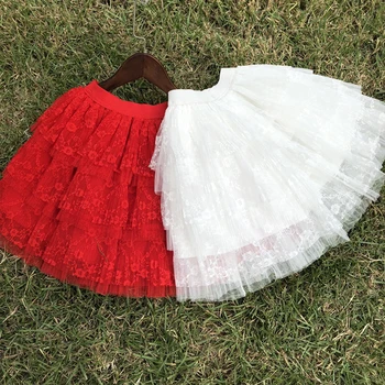 Balts mežģīņu un tilla tutu baleta svārki vecums 3 - 10 gadu laikā bērnu, meiteņu kokvilnas deju svārki rudens mazas meitenes sarkanā ziemassvētku svārki
