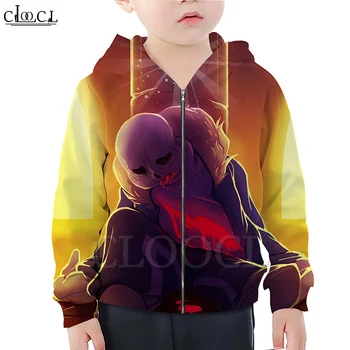 CLOOCL Spēle Undertale Sans Zēns Meitene Rāvējslēdzēju pelēkā vārna 3D Druka Bērnu Rāvējslēdzēju, Kapuci Ģimenes Aprīkots Apģērbu Gadījuma Streetwear Topi