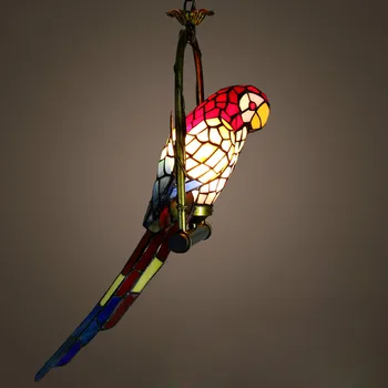 Vitrāžas Papagailis Gaismas Antīkās Mākslas Stikla Putnu Kulons Lampas Dzīvojamā Istabā Stikla Ēnā Gaismas Armatūra LED Pendant Gaismas
