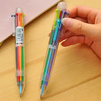 6 Krāsas in1 Multicolor Pildspalvas Kawaii Lodīšu Pildspalvas Gudrs Piederumi Kancelejas preces Lodīšu Meitenes Birojs Dāvanas, Pildspalvas, Lai Bērni Skolā M6P6