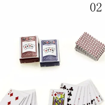 1 Iestatiet funny Mini 1:12 Leļļu nams Miniatūras Pokera Spēlē Spēli BJD Kurhn Pokera Kārtis Leļļu Aksesuāri bērniem izlikties, rotaļlietas