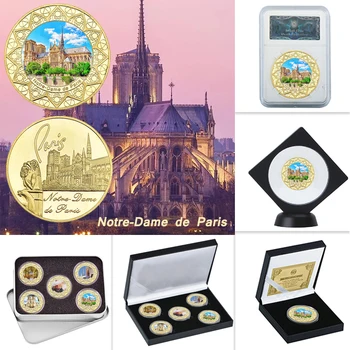 WR Francija Notre-Dame De Paris Zelta Kolekcionējamus Monētas ar Monētu Turētājs Izaicinājums Monēta Oriģinālajā Medaļu Suvenīri, Dāvanas Dropshipping